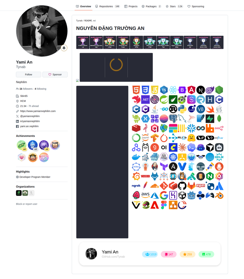Tynab's GitHub profile screenshot