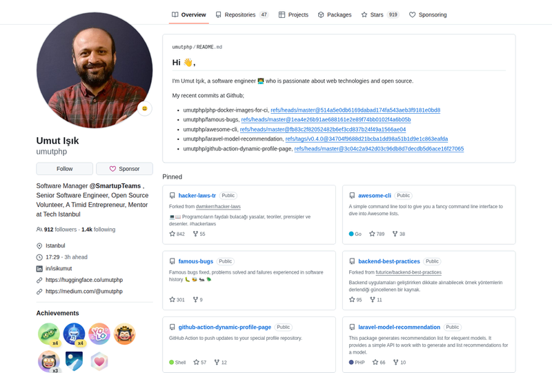 umutphp's GitHub profile screenshot
