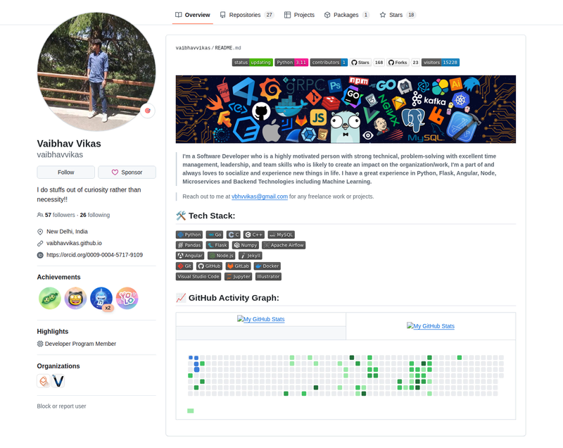 vaibhavvikas's GitHub profile screenshot