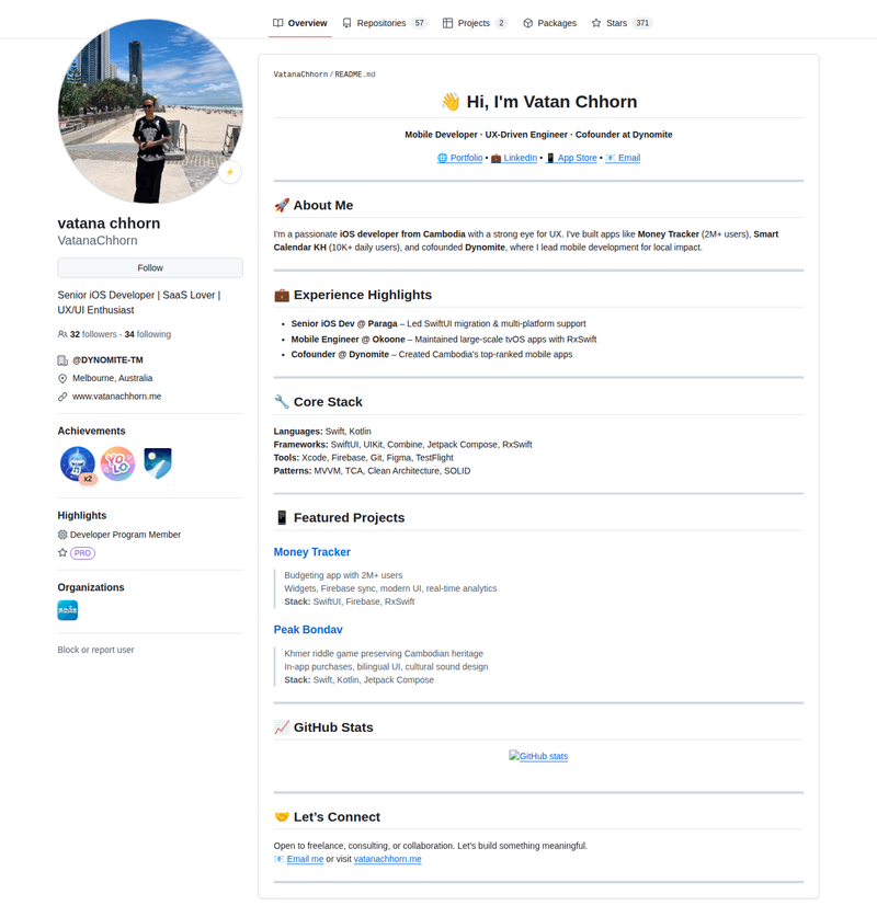 VatanaChhorn's GitHub profile screenshot