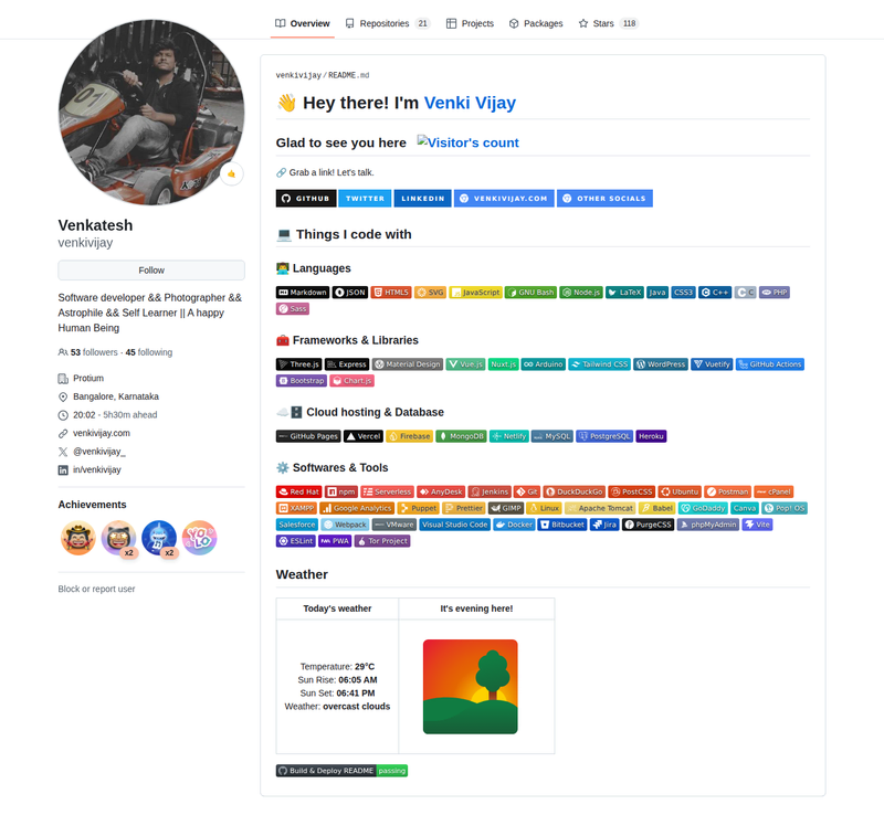 venkivijay's GitHub profile screenshot