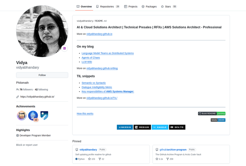 vidyabhandary's GitHub profile screenshot