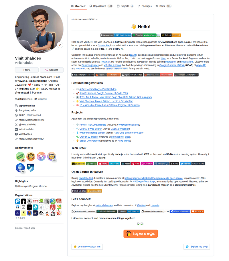 vinitshahdeo's GitHub profile screenshot