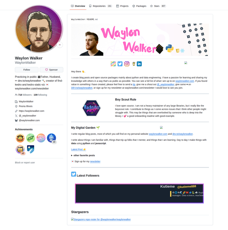 WaylonWalker's GitHub profile screenshot