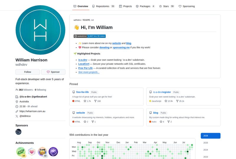 wdhdev's GitHub profile screenshot