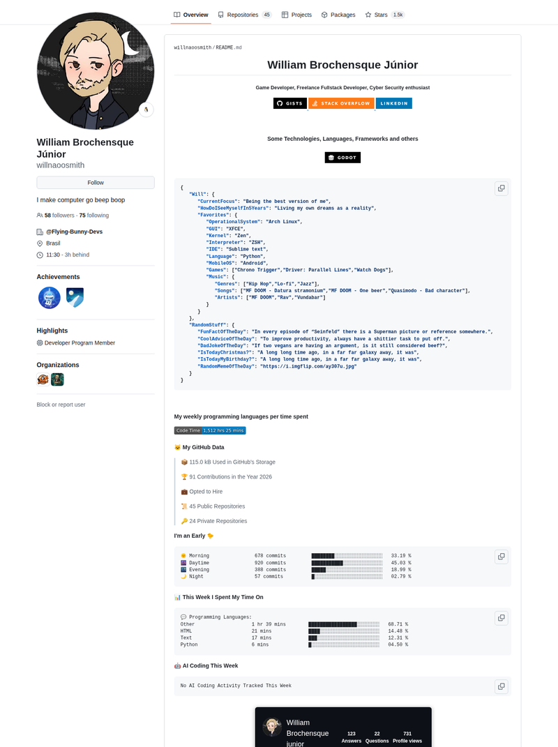 willnaoosmith's GitHub profile screenshot