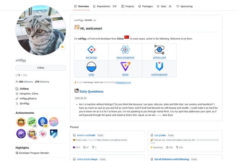 xrkffgg's GitHub profile screenshot