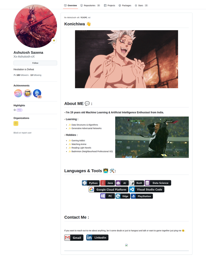 Xx-Ashutosh-xX's GitHub profile screenshot