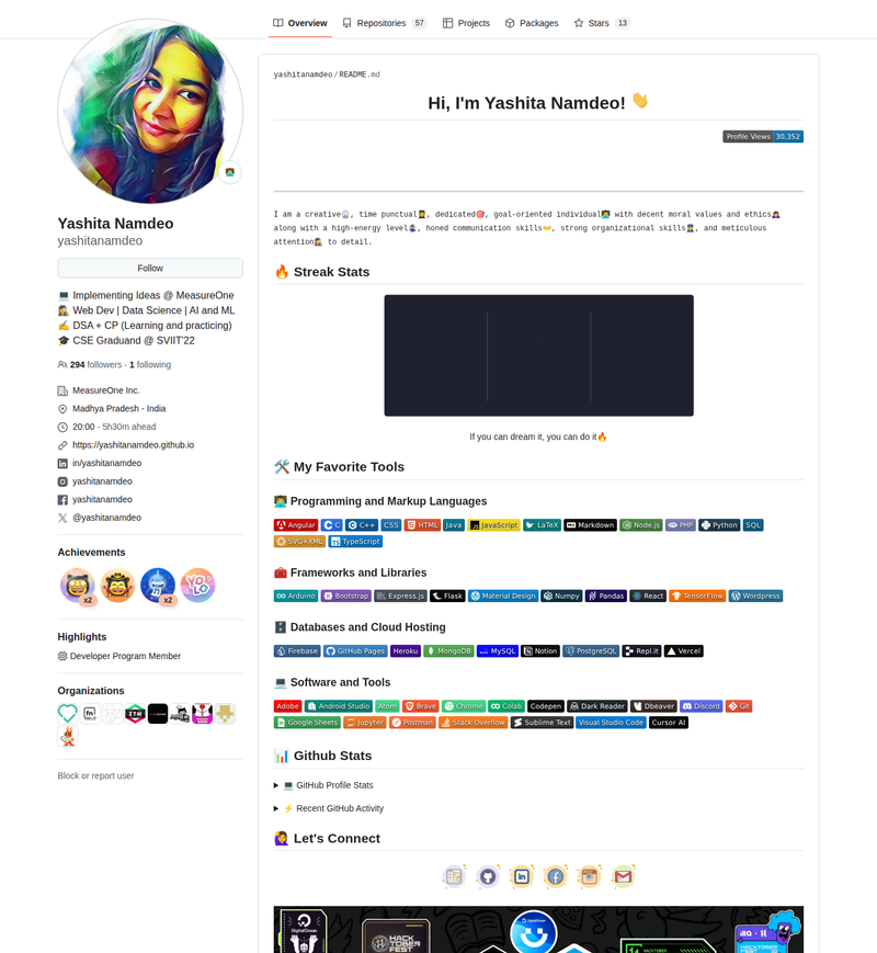 yashitanamdeo's GitHub profile screenshot